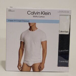 NEW Calvin Klein White/Blue/Grey Men's 3 Pack Crewneck Cotton T-Shirt Size M